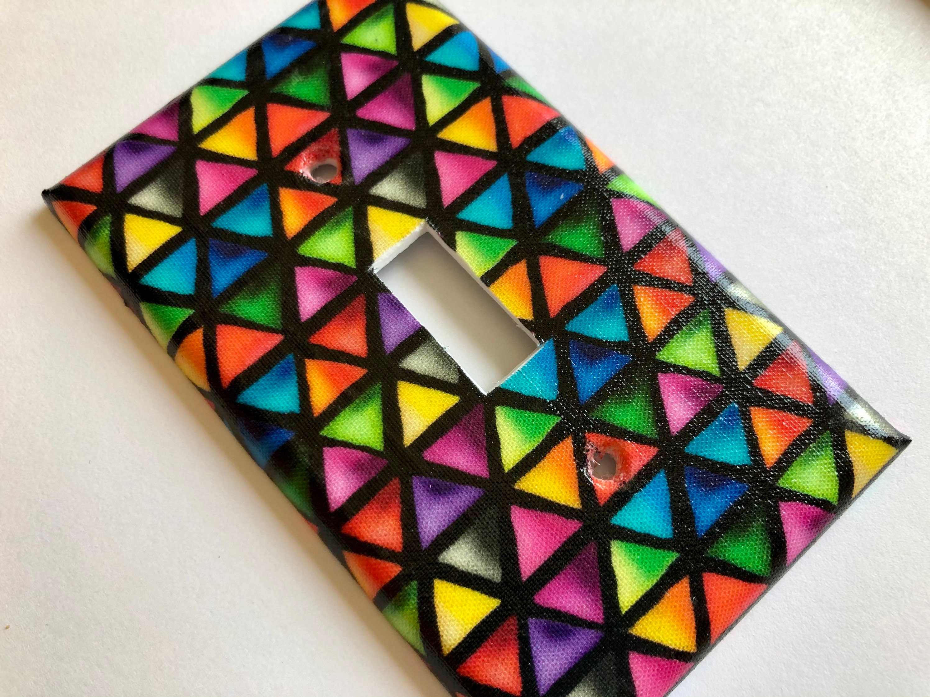 Stained Glass Light Switch Plate Green Blue Red Purple Rainbow Etsy