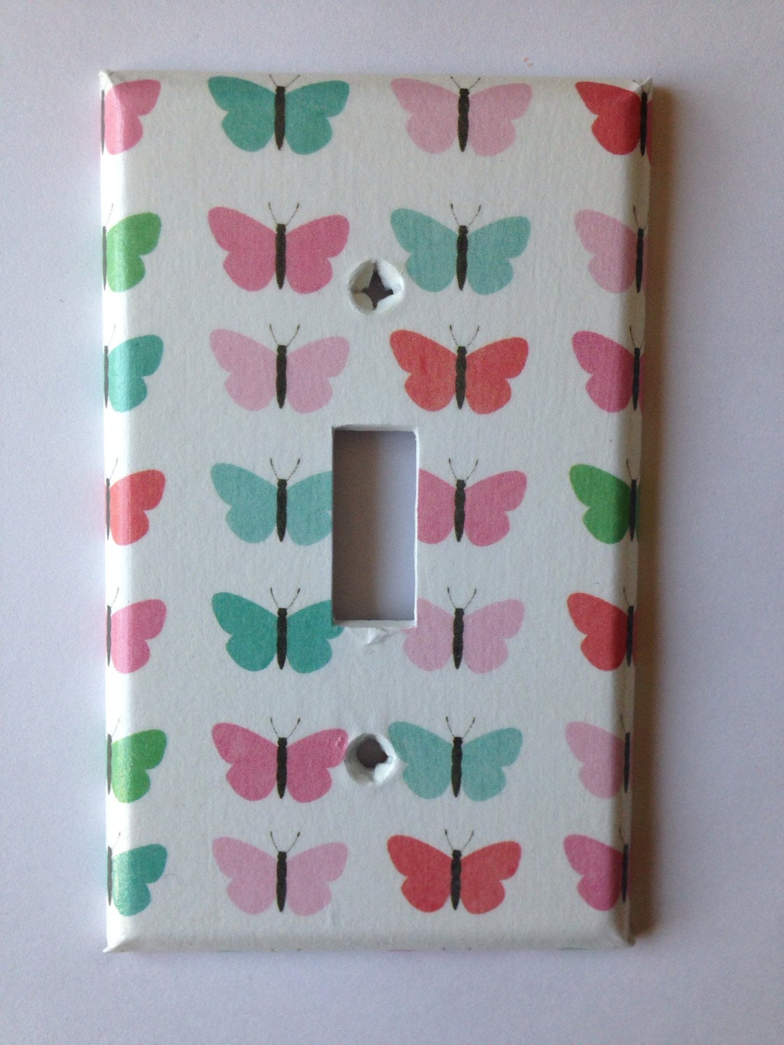 Butterfly Single Light Switch Plate Cover / Aqua Pink Decor / | Etsy