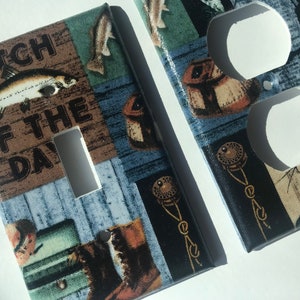 Vintage Fishing Light Switch Plate Cover Nautical Bedroom Decor Antique fishing Lures Man Cave Decor Fathers Day Gift