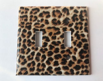 Leopard Light Switch Plate / Double  Light Switch Plate Cover / Animal Print Decor / Cheetah Bedroom decor/ Safari Bedroom Decor /