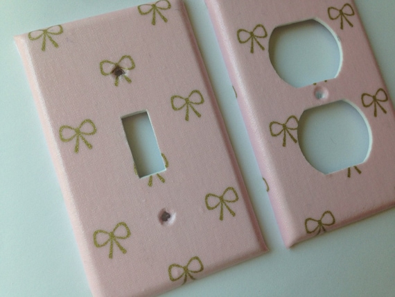 Pink Gold Metallic Bow Single Light Switch Cover Gold Home Decor Gold Bedroom Decor Gold Nursery Gold Pink Nursery Baby Gift