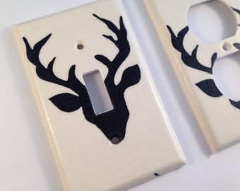 Black Deer Light Switch Cover / Deer Nursery Decor / Cabin Decor/ Lodge Decor / Antler Decor / Man Cave Decor / Deer Decor / Rustic Decor