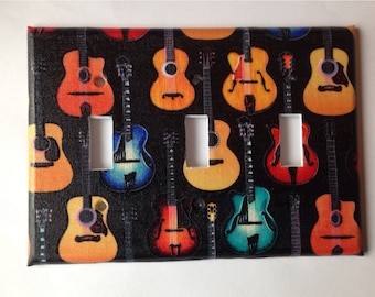 Guitar Triple Light Switch Plate, Rock N Roll Home Decor