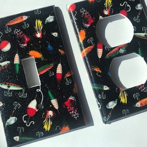 Fishing Lures Single Light Switch Plate Cover Nautical Bedroom Decor Fishing Nursery Decor Man Cave Decor Fathers Day Gift