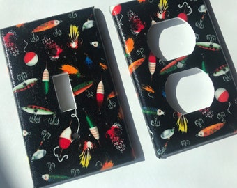 Fishing Lures Light Switch Plate: Nautical Man Cave Decor