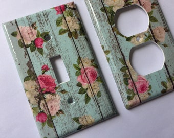 Cottage Decor , Light Switch Cover, Floral Decor, Cottage Chic, Wall Art, Farm House Decor, Roses Decor, Shabby Decor, Paris Apartment