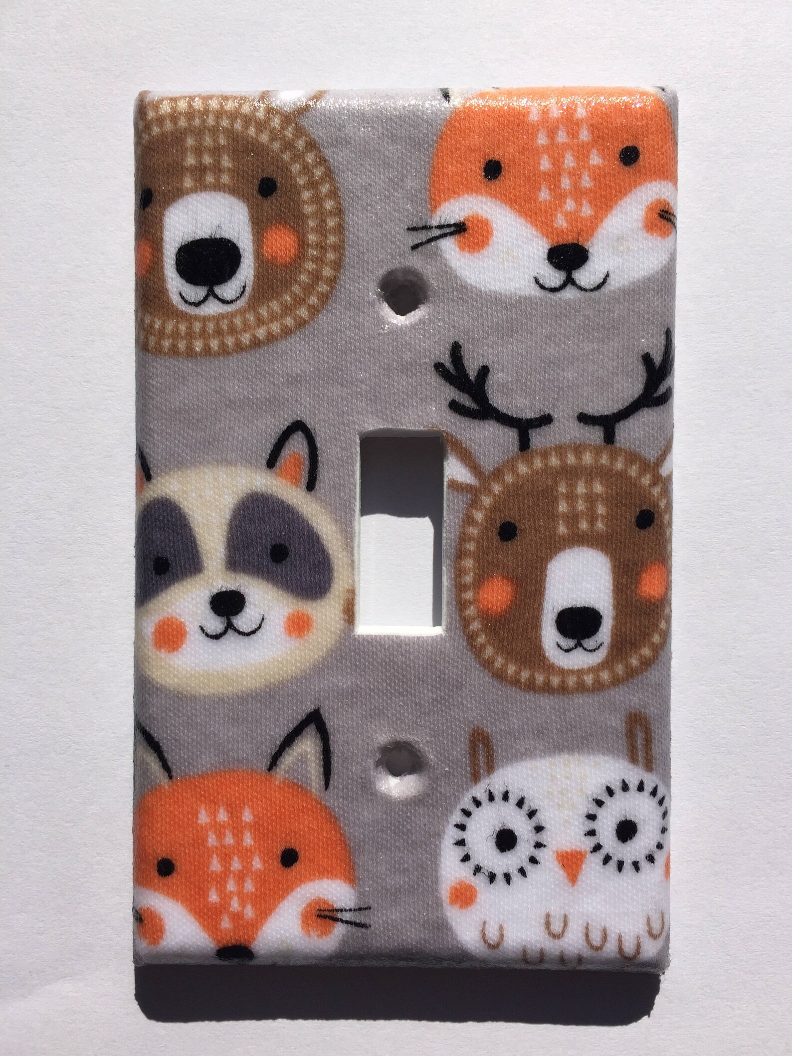 Woodland Animals Single Light Switch Plate Gray Nursery Etsy