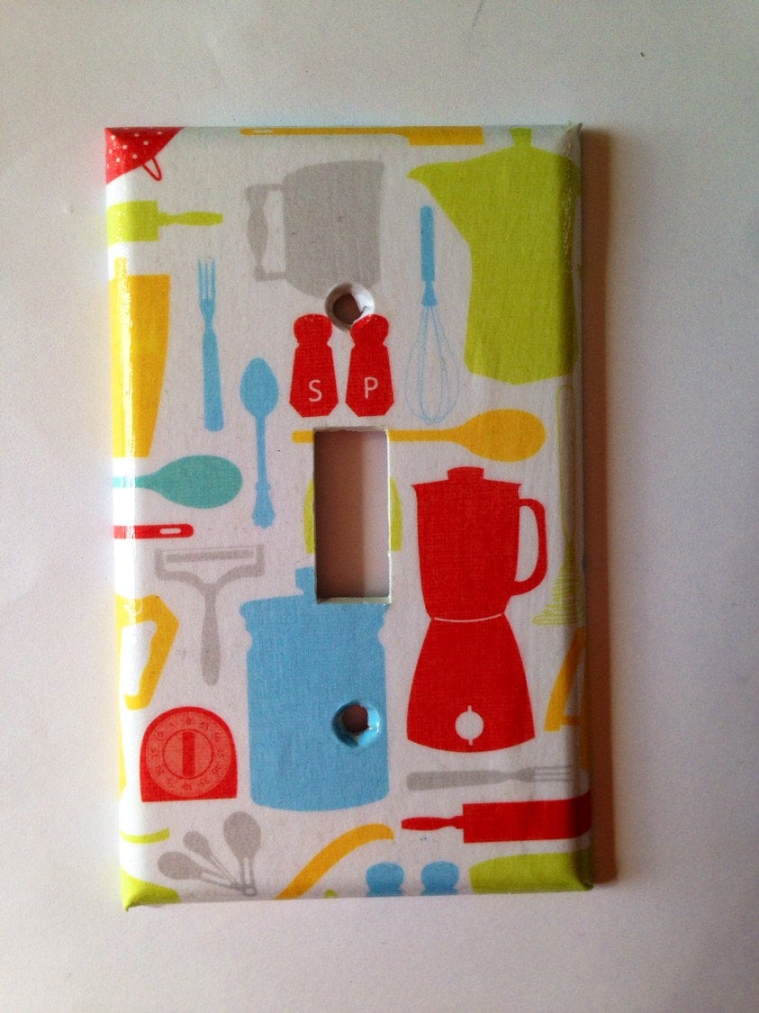 Retro Kitchen Decor Kitchen Light Switch Plate Cover Red Etsy
