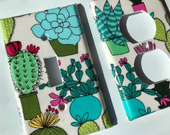 Succulent Light Switch Cover, Cottagecore Cactus Decor
