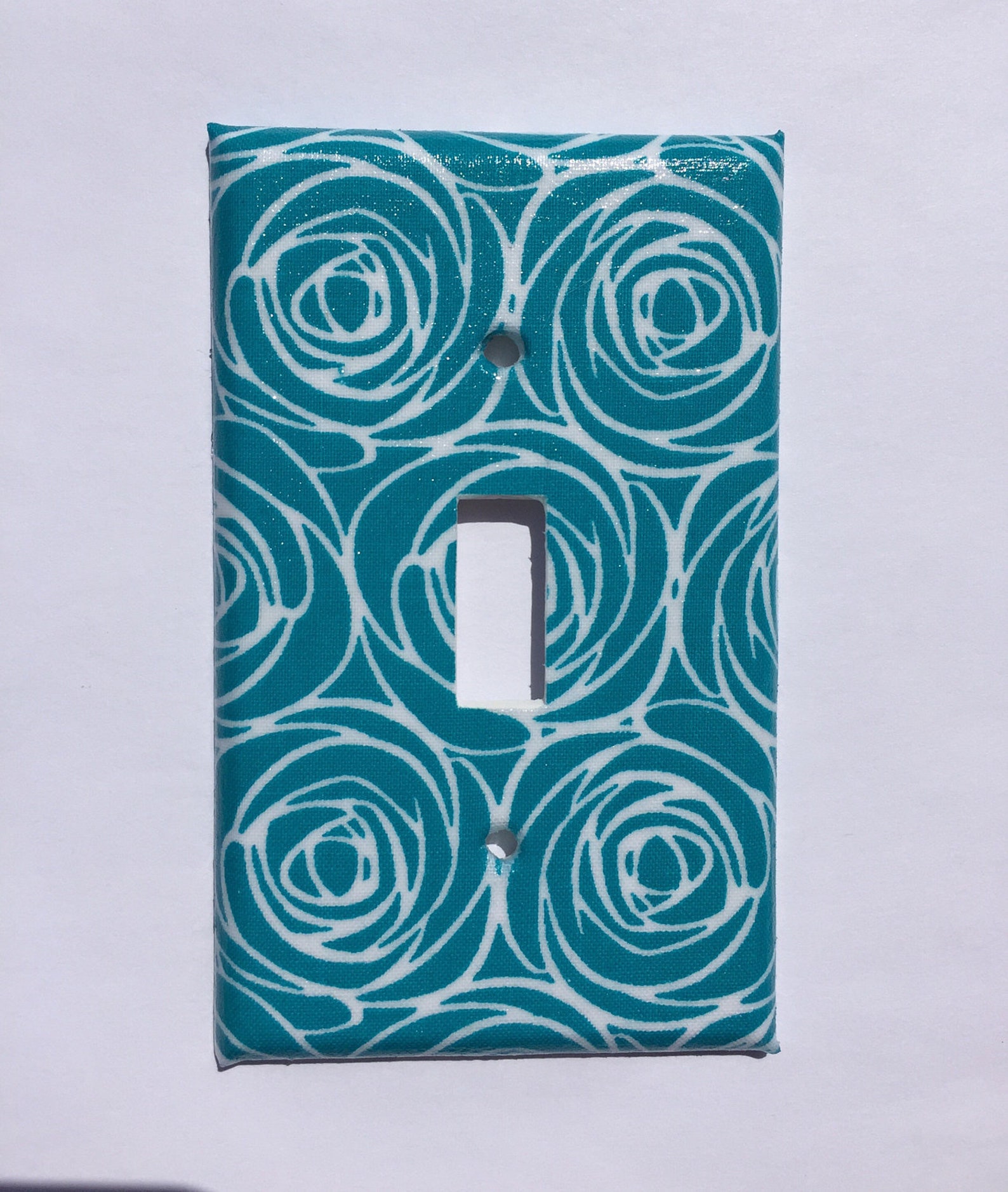 Teal and White Roses Single Light Switch Cover/ Teal Bedroom - Etsy