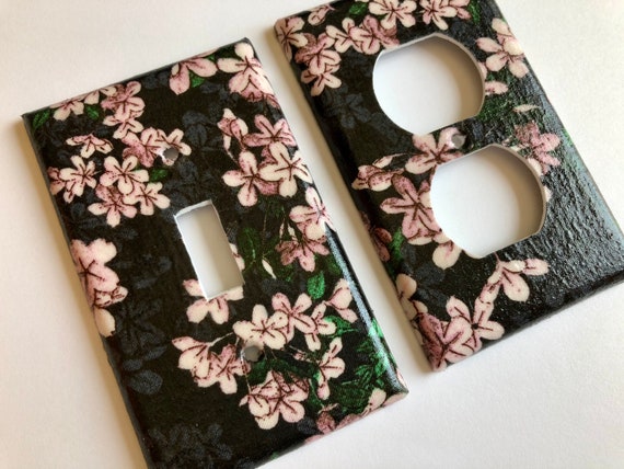Cherry Blossom Light Switch Plate, Retro Kitchen Decor