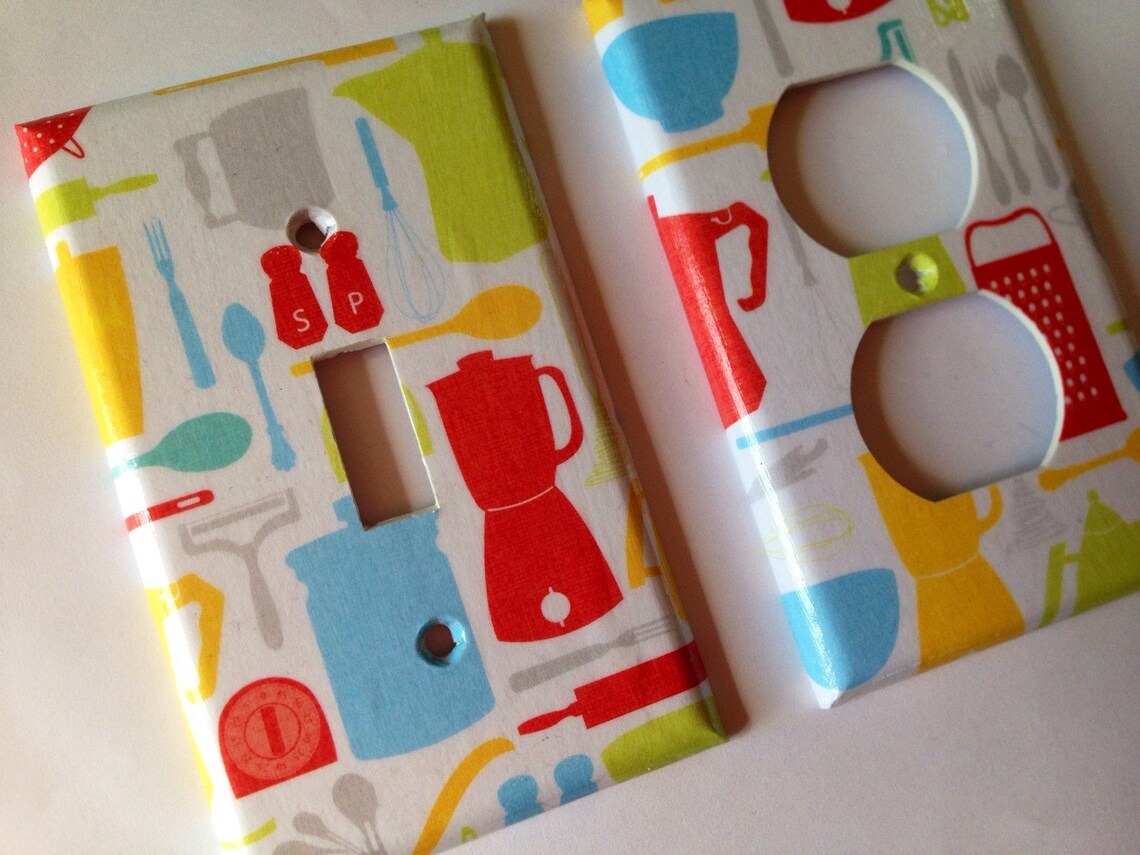 Retro Kitchen Decor Kitchen Light Switch Plate Cover Red Etsy