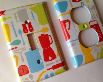Retro Kitchen Utensil Light Switch Plate Cover, 50s Decor