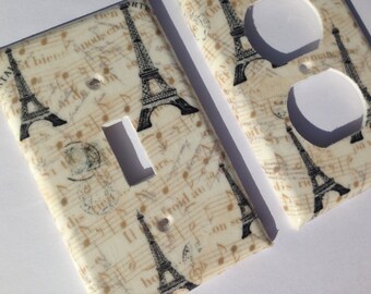 Paris Eiffel Tower Light Switch Plate Cover: Sheet Music Design