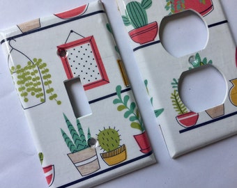 Succulent Light Switch Cover, Cactus Wall Decor, Southwest Style