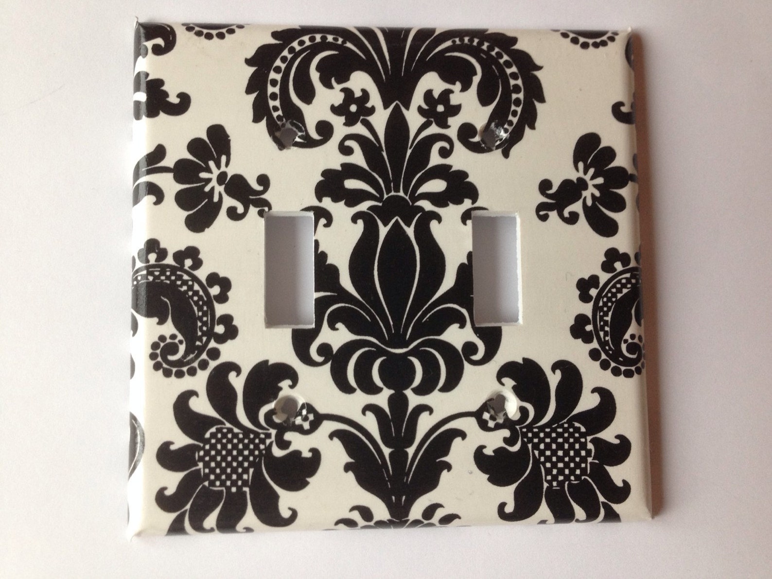 Black and White Damask Single Light Swich Plate Cover Set / Etsy