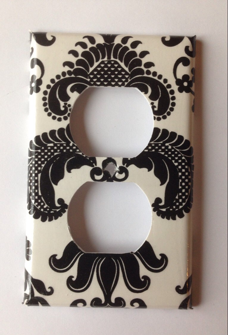 Black and White Damask Single LIght Swich Plate Cover Set / Etsy