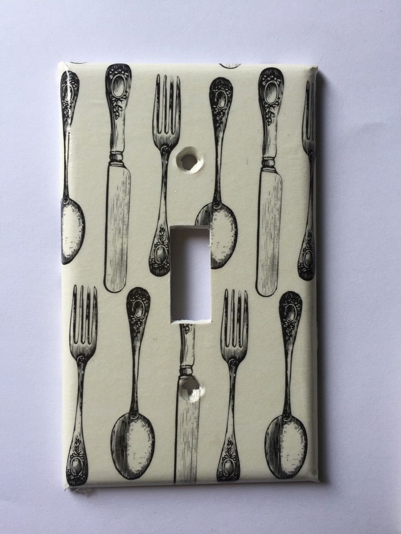 Retro Kitchen Decor Kitchen Light Switch Plate Cover Black Etsy