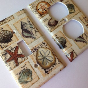 Sea Shells Star Fish Sand Dollars Single Light Switch Plate Cover / Nautical Bedroom Decor / Nautical Nursery Decor / Beach Bathroom Decor