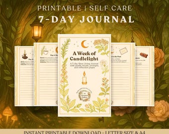 Printable Slow Living Journal PDF | A Week of Candlelight | 7-Day Self-Care Journal with Daily Prompts, Rituals & Reflection Pages