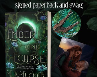 Ember och Eclipse signerad pocketbok och swag. Enemies to Lovers mörk fantasy-romantik fristående