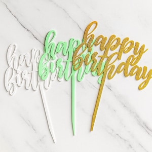 Happy Birthday Cake Topper, Personalized cake topper, Anniversary Cake toppers, MultiColored Cake Topper, Glow In The Dark Cake Topper