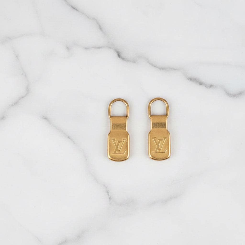 【紐なし・金具はずれ】LOUIS VUITTON Authentic Vintage Louis Vuitton Gold-tone Zipper Pull Handle
