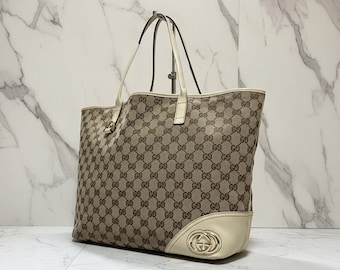 Authentic GUCCI Monogram Medium New Britt Tote Off White Bag