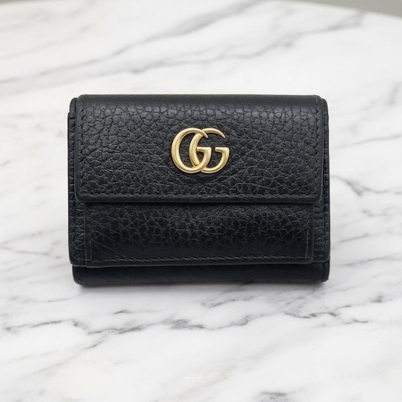 Authentic Gucci GG Logo Marmont Black Leather Compact Wallet  display picture 1