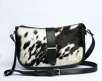 Handmade Cowhide Crossbody Bag, Hairon Leather  Western Boho Style