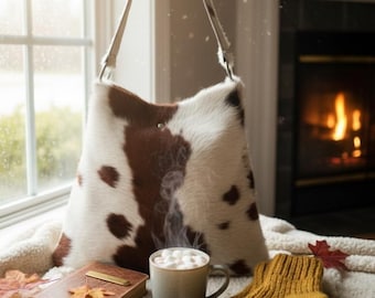 Torba na ramię ze skóry bydlęcej | Hair On Hide, prezent ślubny w stylu western