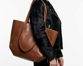 Handgefertigte Ledertasche, Western Style, XL Fassungsvermögen