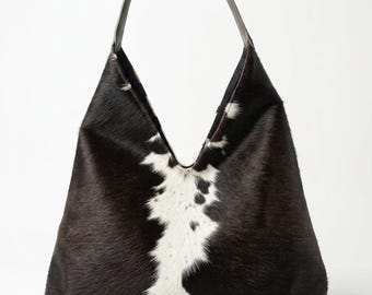 Handgemachte Rindsleder Hobo Bag Echte Hairon Leder Schulter Tragetasche große größe