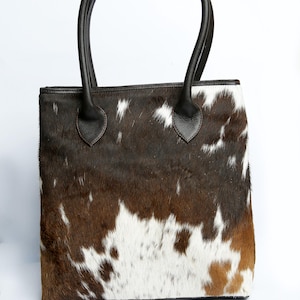 Echtes Rindsleder Einkaufstasche | Handgefertigte Hair-On Hide Handtasche | Große Schultertasche für Damen | Tasche im Westernstil