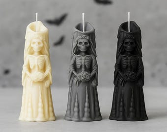 Skeleton Bride Candle: Gothic Wedding Centerpiece,Spooky Soy Wax Figurine