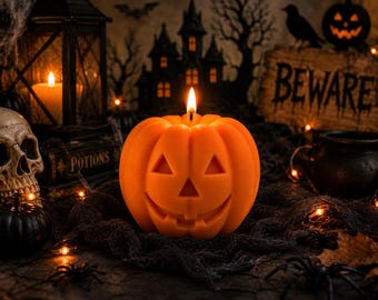 Pumpkin Candle, Halloween Candle, Jack O Lantern Candle, Fall Decor, Halloween Decor, Spooky Gift