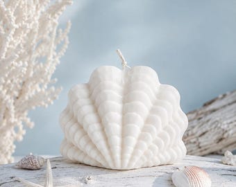 Kustsnäcksljus, snäckskal med sojavax, strandhusdekor, havsinspirerat ljus, nautisk heminredning, kustpresent