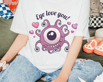 Camiseta unisex "Eye Love You Beholder", estilo kawaii, DnD, monstruo, geek, San Valentín