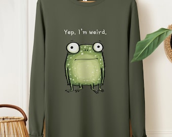 Weird Frog Long Sleeve Shirt: Unisex Crewneck for Goblincore Weirdos
