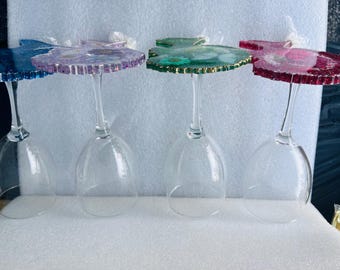 Wine glass Courvoisier glass with coasters built in