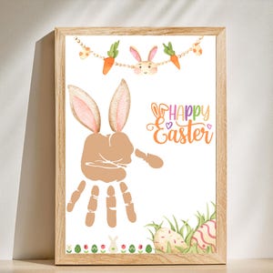 Easter Handprint Craft Printable, Bunny Handprint Art for Kids, Preschool & Toddler Spring Keepsake Activity, Easter Gift, Instant Download