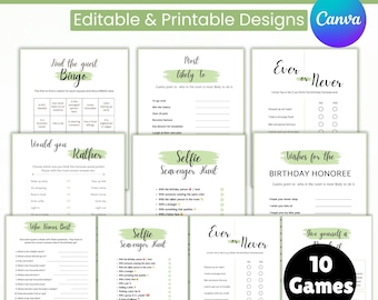 Paquete de juegos de cumpleaños, juegos de fiesta de cumpleaños para adultos para ella y él, quién conoce al cumpleañero, juegos de fiesta de cumpleaños para mujeres y hombres imprimibles