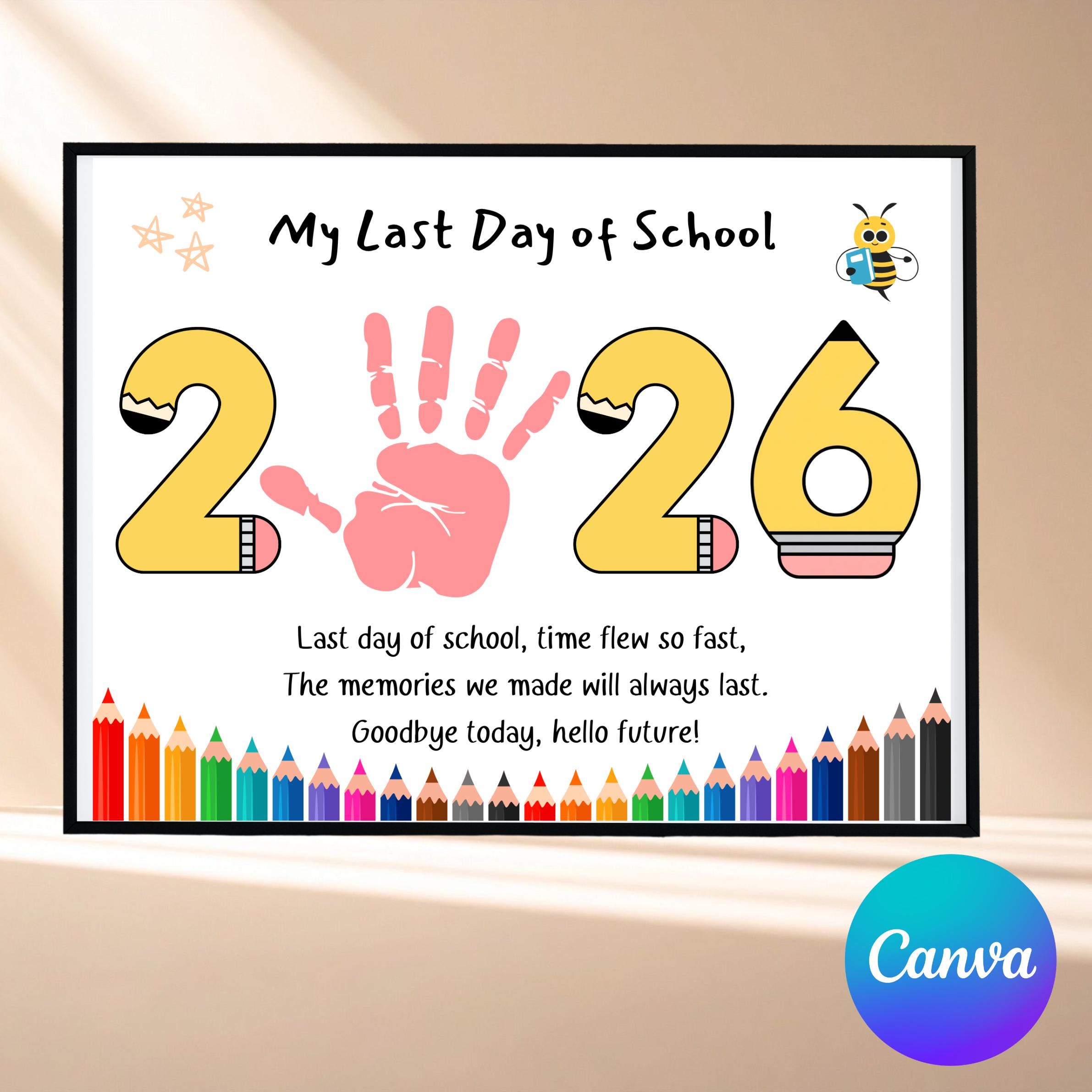 Last Day of School Handprint Craft 2026 Printable Graduation Keepsake ...