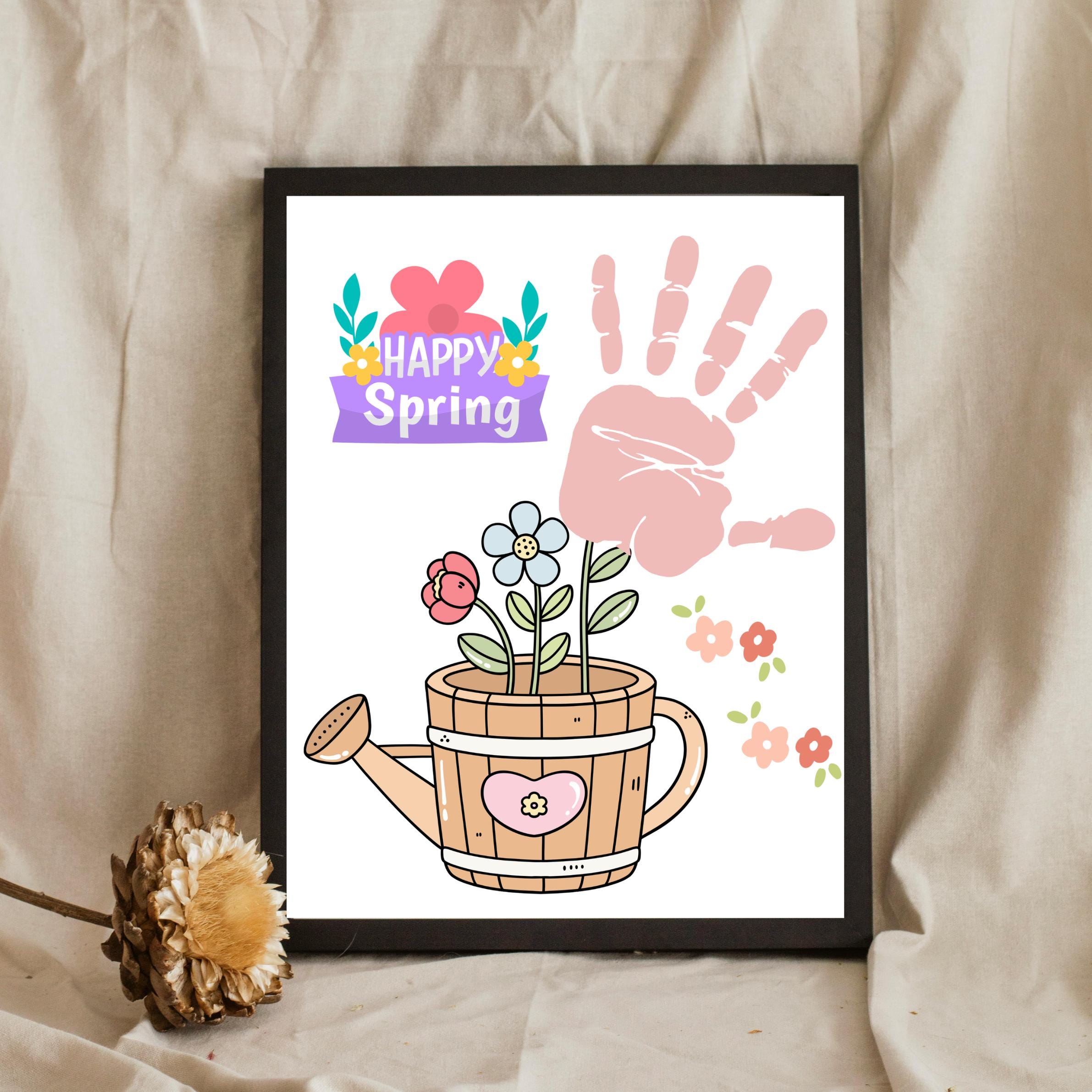 Spring Printing Craft Spring Handprint Craft, Printable Art, Toddler Preschool Spring Art ...