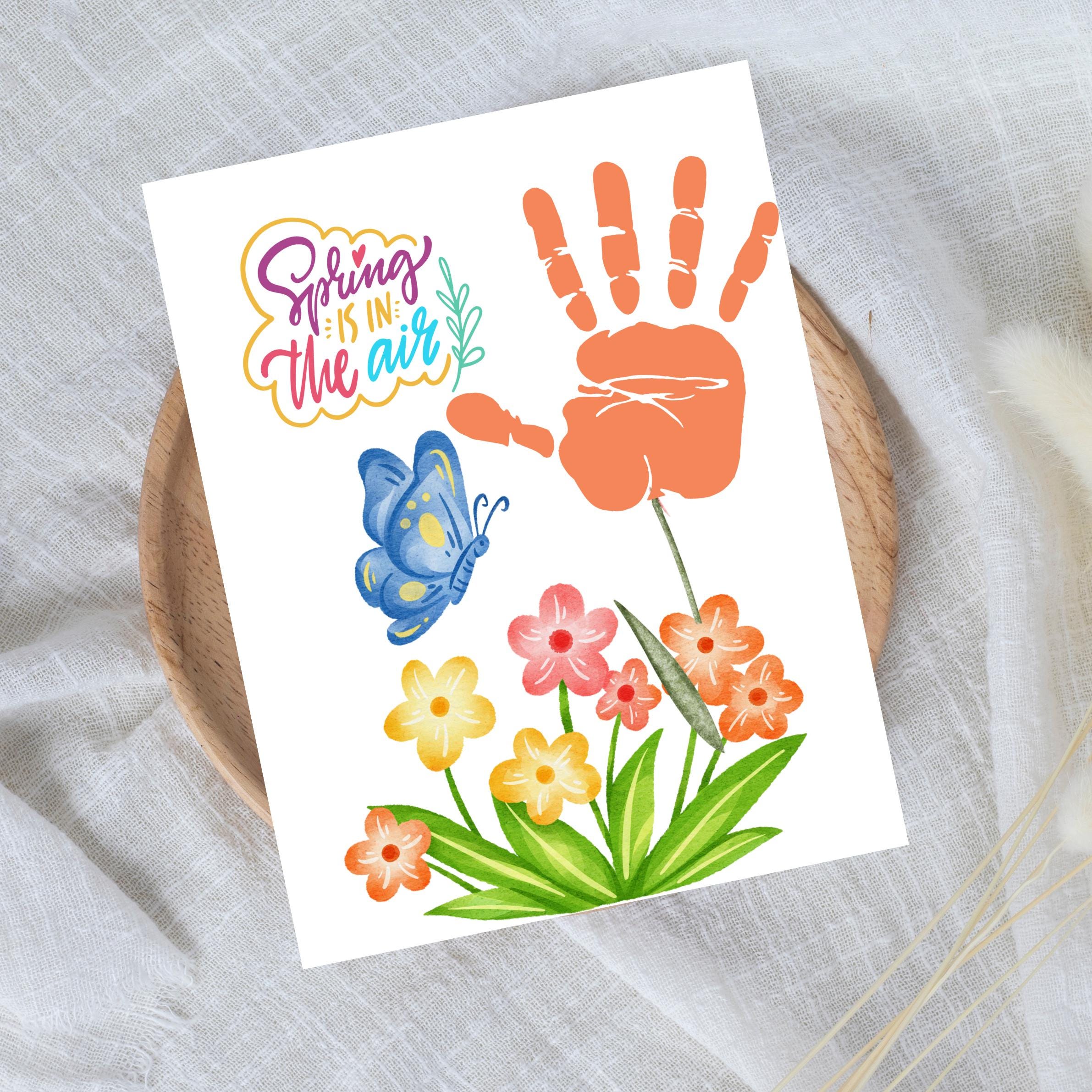 Spring Printing Craft Spring Handprint Craft, Printable Art, Toddler Preschool Spring Art ...