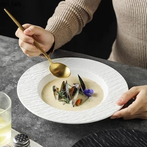 Fine Dining Plate, Dinner Plates, Dinner Set, Plate, Housewarming Gift, Pasta Plate, Pasta Bowl, Soup Plate, Soup Bowl, Deep Dish Plate