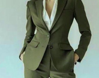 Traje de dos piezas para mujer: Blazer y pantalón verde salvia - Confección a medida