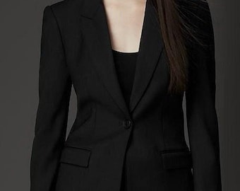 Traje negro de mujer - Clásico conjunto de blazer y pantalón de dos piezas