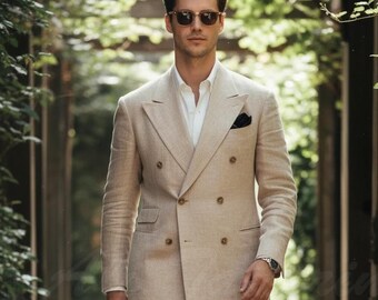 Men’s Beige Tailored Two Piece Suit | Custom Fit | Premium Formal & Office Wear
