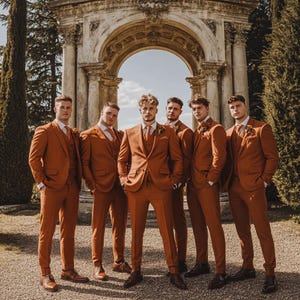 Dreiteiliger Herrenanzug: Rostfarbe für Hochzeiten (Jacke, Weste, Hose)